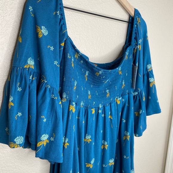 Free People NWT Lana Floral Off Shoulder Top in Blue | Size Small - Picture 6 of 8